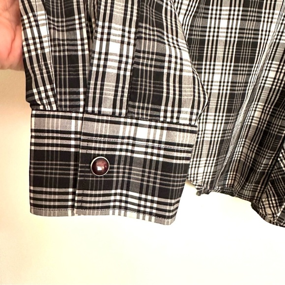 Zara Man Plaid Men’s Button Down Shirt Black White Size Medium - Picture 7 of 12